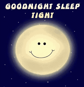 a moon with a smiley face and the words goodnight sleep tight