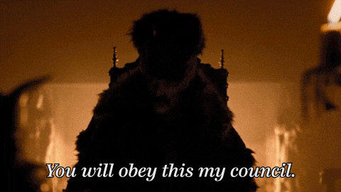 a silhouette of a person with the words " you will obey this my council " below them