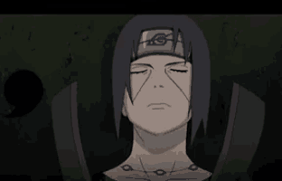 a close up of a cartoon character with his eyes closed and a headband on his head .