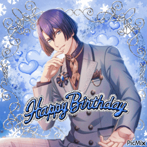 a picture of a man with the words happy birthday written on it