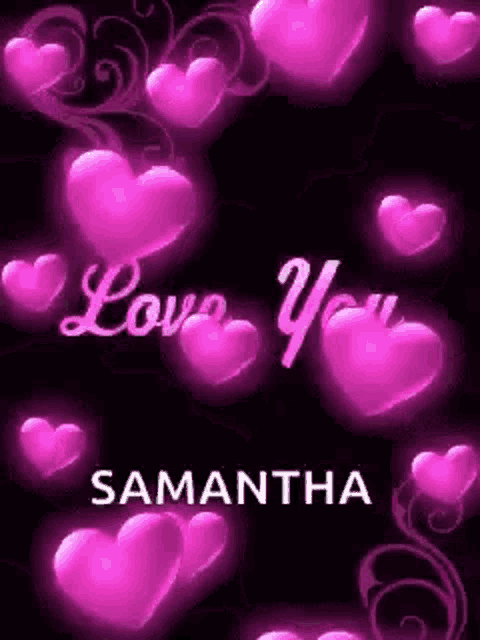a picture of pink hearts that says `` love you samantha '' .