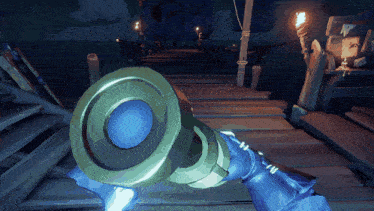 a person holding a cannon in a video game with the number 11 on their arm