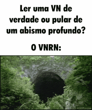 a picture of a tunnel with the words ler uma vn de verdade ou pular de um abismo profundo