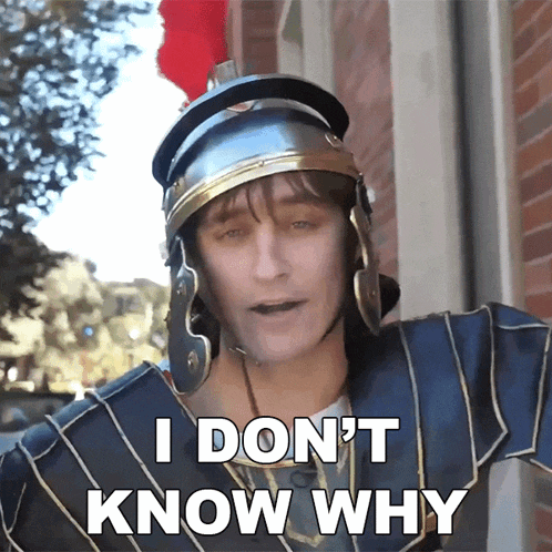 a man in a roman helmet says i don t know why