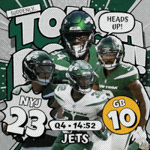 an advertisement for the new york jets shows a collage of players