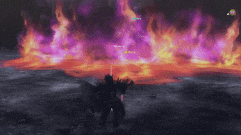 a painting of a person riding a horse in front of a fire