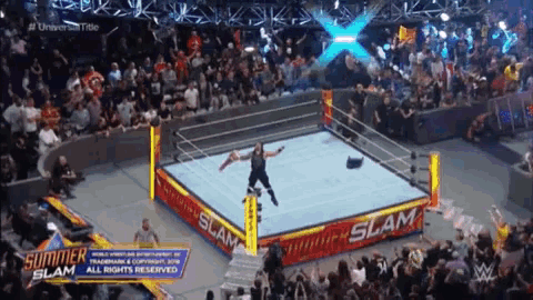 a wrestling ring with a sign that says summer slam on it