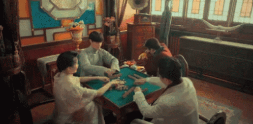 打牌 麻將 自摸 糊牌 洗牌 GIF - Gamble Mahjong Family Event GIFs