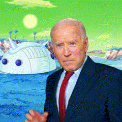 a man in a suit and tie stands in front of a whale