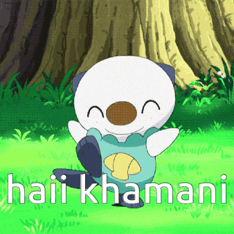 a picture of a cartoon character with the words haii khamani written below it