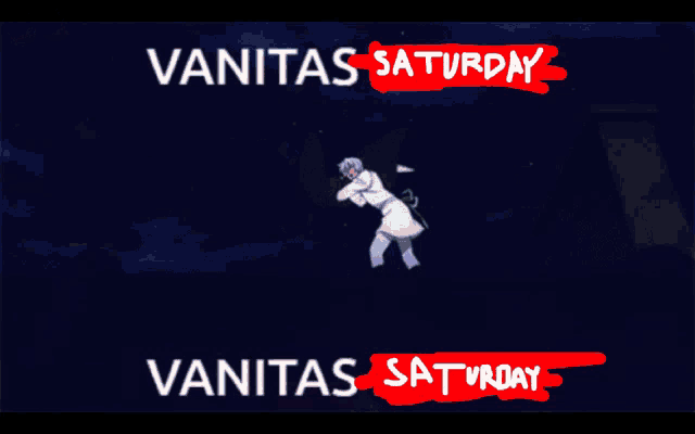 a computer screen shows a cartoon character and says vanitas saturday and vanitas saturday