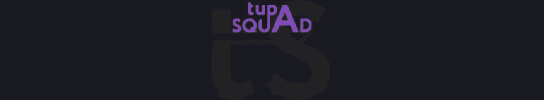a purple and white squad logo on a dark background