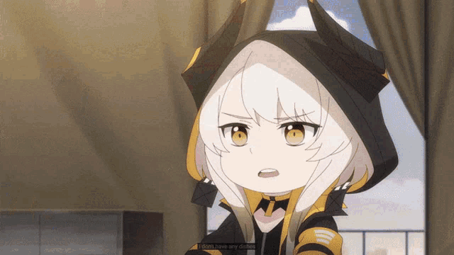 a girl in a black and yellow outfit says i don t have any duties