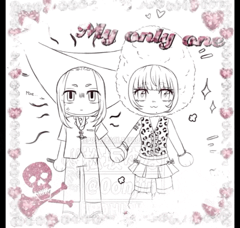 a drawing of a man and a woman holding hands with the words " my only one "