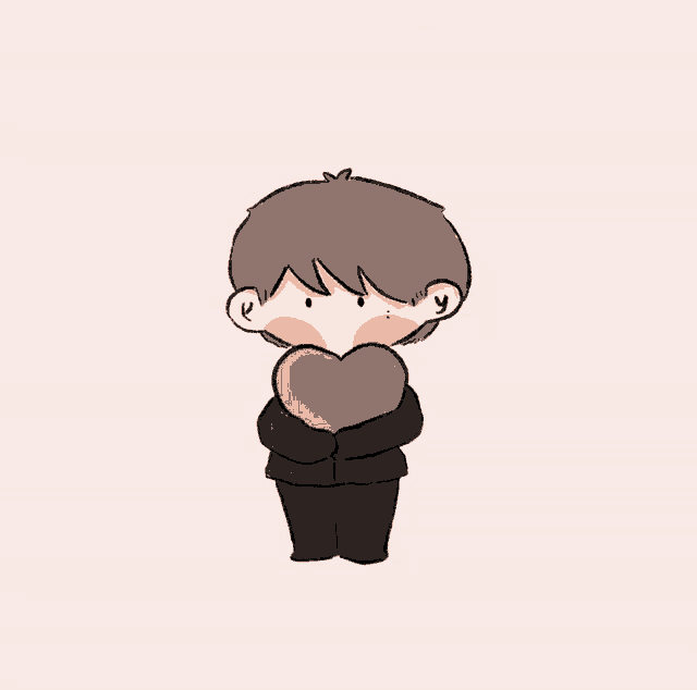 a drawing of a boy holding a heart