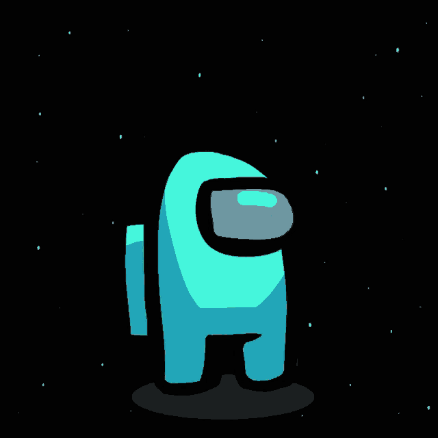a blue among us character with a white glowing head