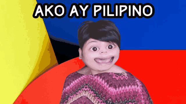a picture of a girl with the words ako ay pilipino on the top