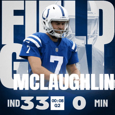 a football player named mclaughlin is wearing a blue jersey with the number 7 on it