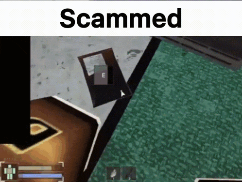 a screenshot of a video game with the word scammed on top