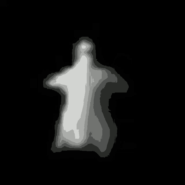 a ghost is flying through the air in the dark .