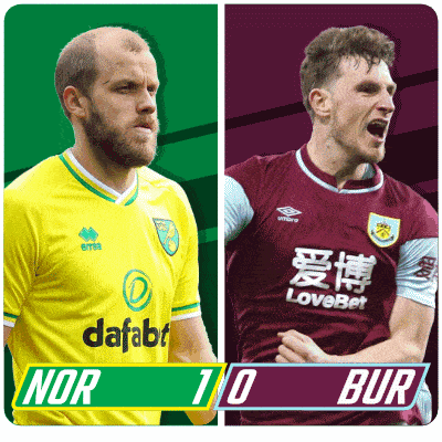 two soccer players with the score nor 1-0 bur