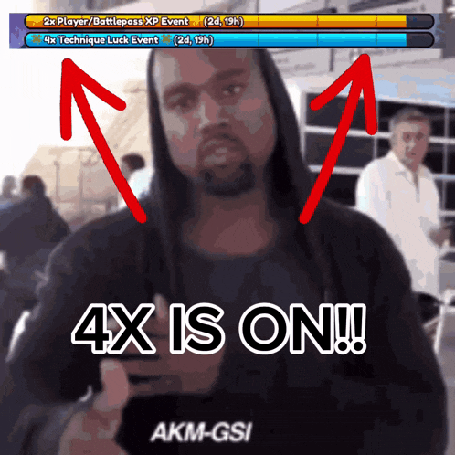 a man in a black hoodie with the words 4x is on akm-gsi on the bottom