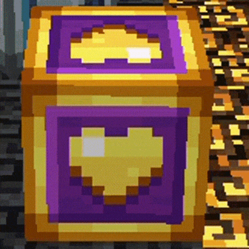 a pixel art of a chest with a heart on it