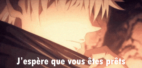 a close up of a person 's face with the words j'espere que vous etes prets