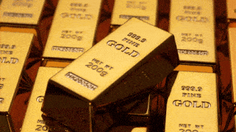 a stack of gold bars including one from 2008