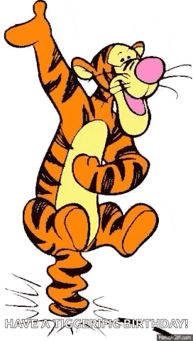 a cartoon of tigger from winnie the pooh is dancing in a puddle of water .