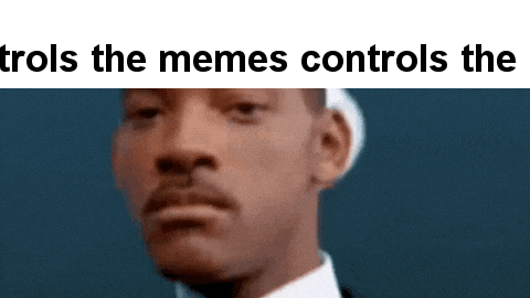 a close up of a man 's face with the words " trolls the memes controls the " above it