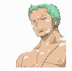 a drawing of a man with green hair and a tattoo on his chest