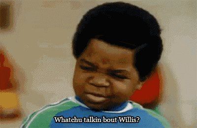 a young boy is making a funny face and says whatchu talkin bout willis ?