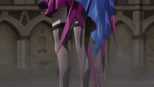 a close up of a person 's purple and black costume