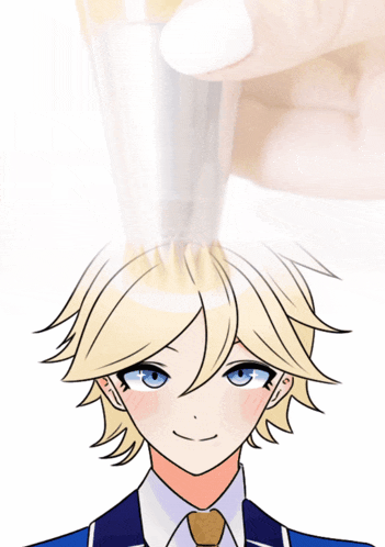 a drawing of a boy with whipped cream coming out of his head