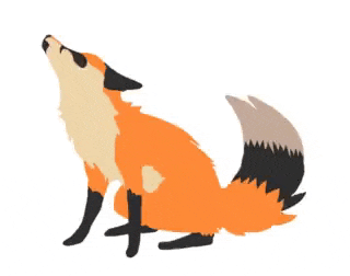 a drawing of a fox sitting down and looking up .