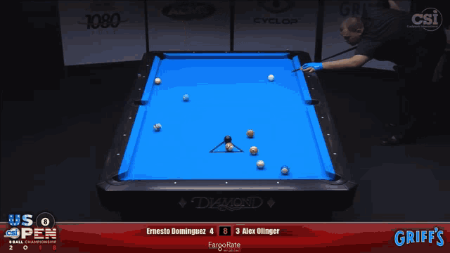 a pool table with a griff 's logo in the corner