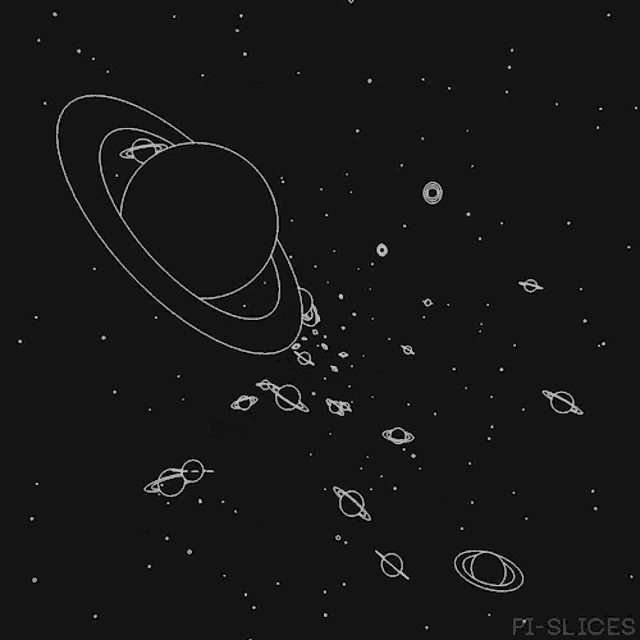 a black and white drawing of the solar system with planets and stars