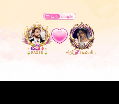 a man and a woman are in a picture frame with the words lv 6 couple