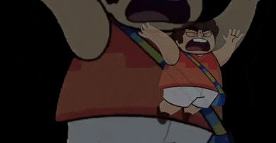 a cartoon drawing of a girl with glasses screaming