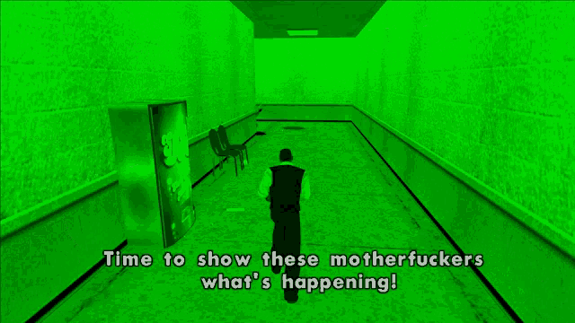 a video game scene with the words time to show these motherfuckers what 's happening on the bottom