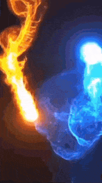 a picture of fire and water coming together in a heart shape
