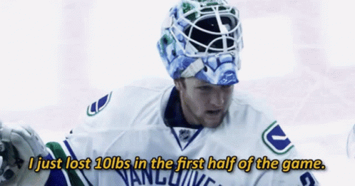 Vancouver Canucks Thatcher Demko GIF - Vancouver Canucks Thatcher Demko I Just Lost10lbs In The First Half Of The Game GIFs