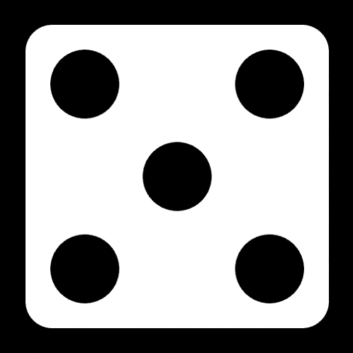 a white dice with four black dots on it