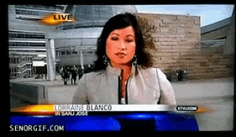 a female news anchor named lorraine blanco is on a tv screen