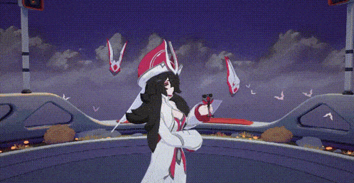 a cartoon drawing of a woman in a white coat