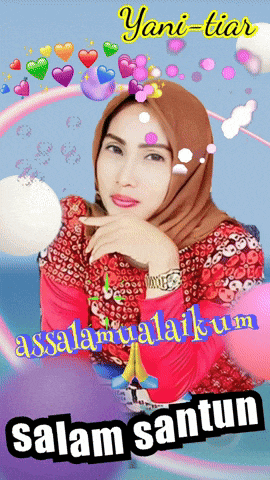 a picture of a woman wearing a hijab with the words assalamualaikum salam santun below her