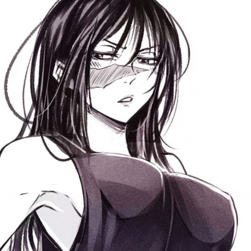 a drawing of a woman with long black hair