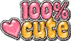 a pink and yellow sign that says `` 100 % cute '' with a heart in the background .