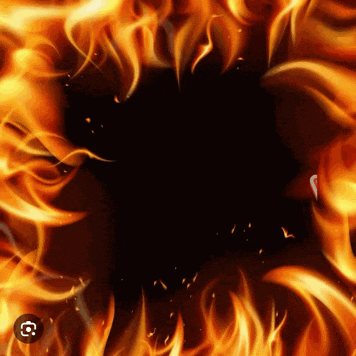 a circle of fire on a black background with a circle in the middle